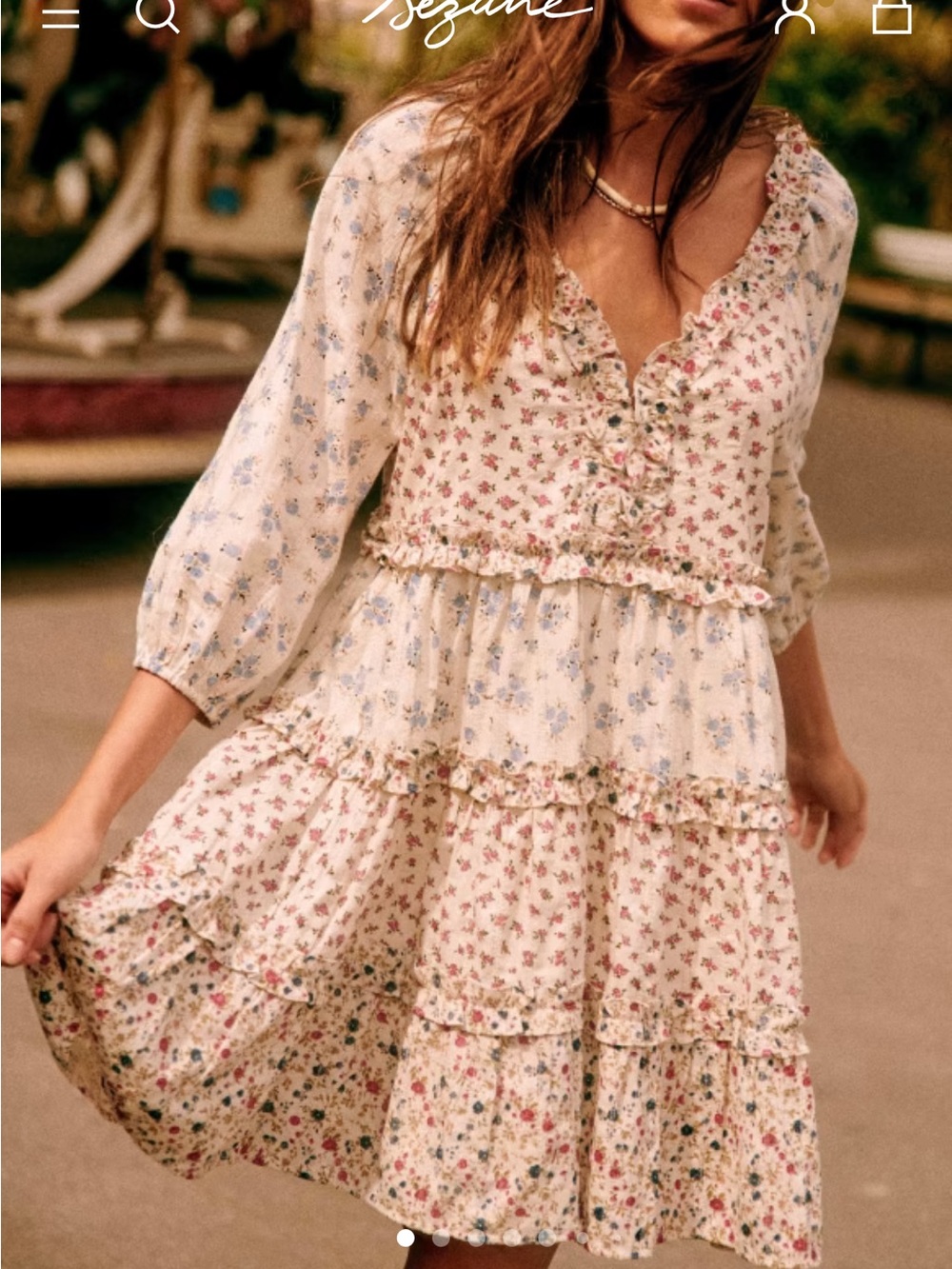 NWT Sezane Vivi patchwork babydoll Floral Print - Picture 3 of 8